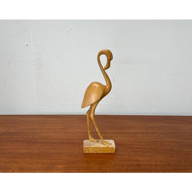 Mid-Century Wooden Flamingo Figurine, 1960s, in Very Good conditions. Designed 1960 to 1969