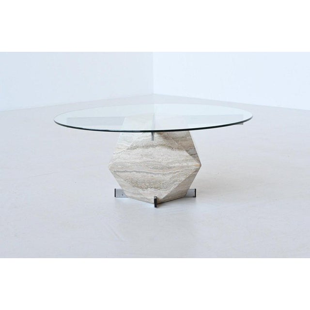 1960s Diamond Shaped Coffee Table in White Travertine, 1960 For Sale - Image 5 of 18