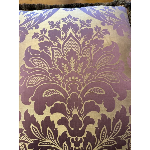 Vintage Silk and Velvet Damask Pillow For Sale In New York - Image 6 of 9