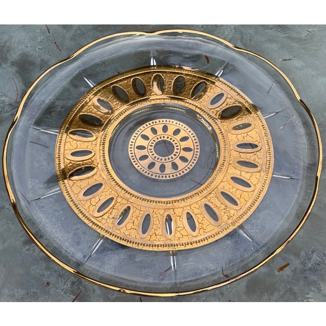 Mid-Century Modern Gold Encrusted Mid-Century Modern Culver Piza Pattern 11” Platter For Sale - Image 3 of 9