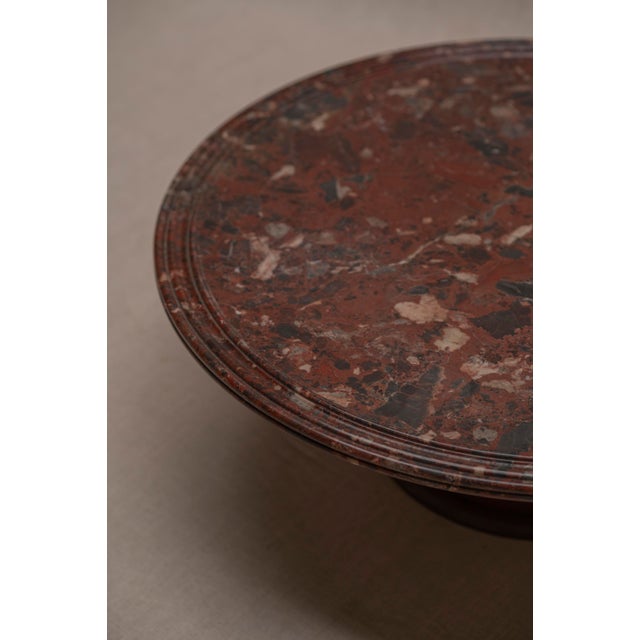 Mid-Century Modern Coffee Table with Red Marble Top and Burgundy Lacquered Base, 1970s For Sale - Image 4 of 16