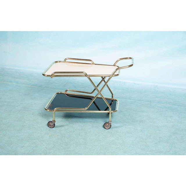 Black Mid-Century Brass Bar Cart, 1960s For Sale - Image 8 of 17