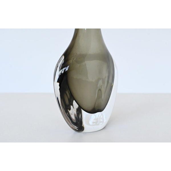 Glass Black Glass Sommerso Vase by Nils Landberg for Orrefors, Sweden, 1950s For Sale - Image 7 of 12