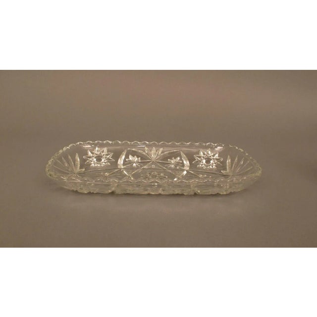 Vintage Eapg Anchor Hocking American Press Cut Star Pattern Glass Serving Platter For Sale In Tampa - Image 6 of 11