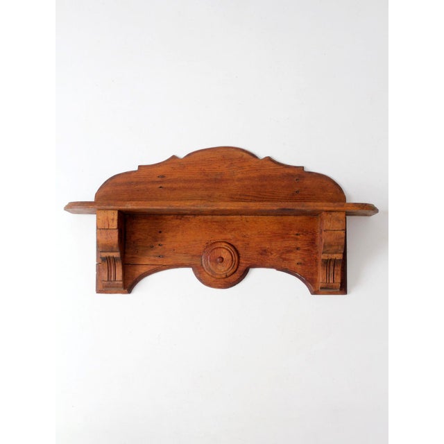 Antique Folk Art Carved Wood Wall Shelf For Sale - Image 9 of 16