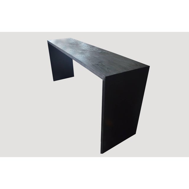 Andrianna Shamaris Waterfall Triple Burnt Teak Wood Console For Sale - Image 4 of 5