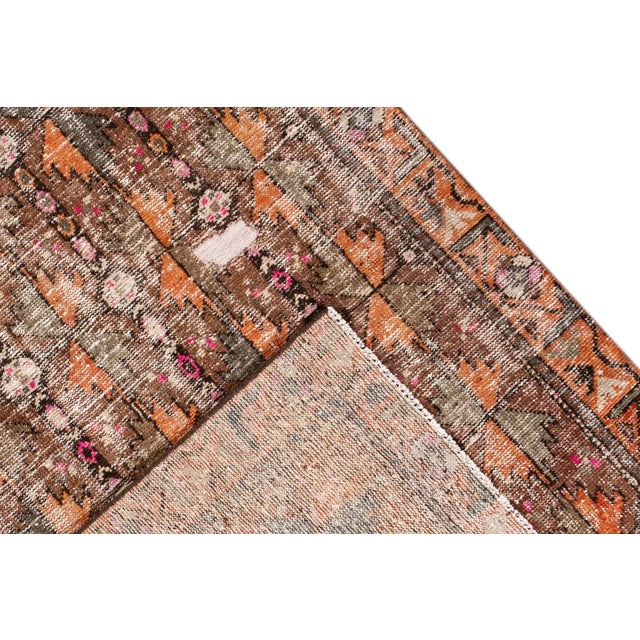 Persian Vintage Persian Handmade Brown Geometric Wool Rug For Sale - Image 3 of 11