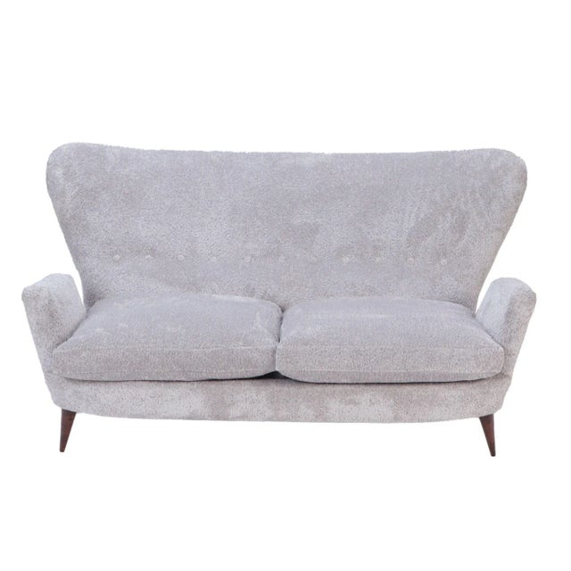 An Italian Wingback, Drop Arm Upholstered Settee C. 1950 For Sale In Philadelphia - Image 6 of 6