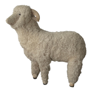 Mid Century Wool Ram Sheep Stool Sculpture