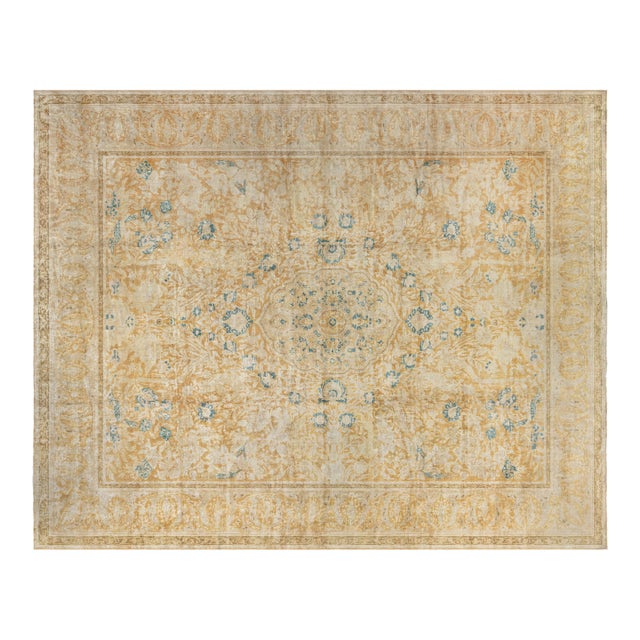 Authentic 19th Century Indian Beige Wool Rug For Sale