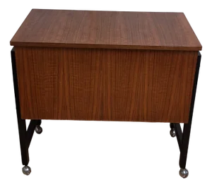 Mid-Century German Sewing Cabinet with Black Metal Frame, Walnut Body and Maple Interior, 1960s