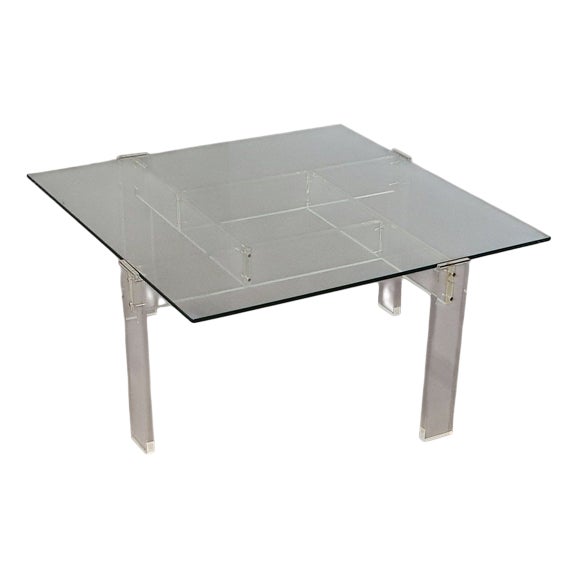 Vintage Acrylic Glass Coffee Table with Glass Top from de Swart For Sale
