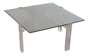 Vintage Acrylic Glass Coffee Table with Glass Top from de Swart