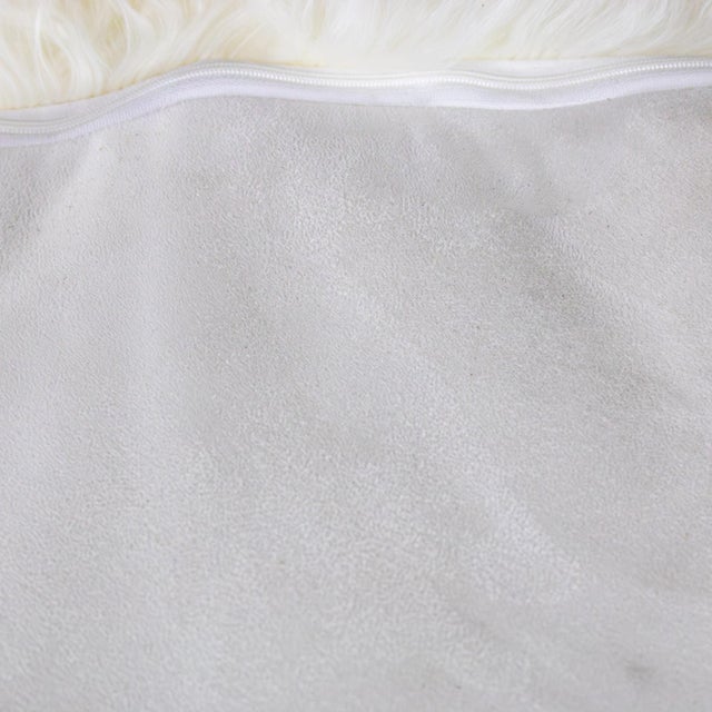 Late 20th to Early 21st Century Modern Square Ottoman or Pouf With White Mongolian Sheepskin For Sale - Image 15 of 18