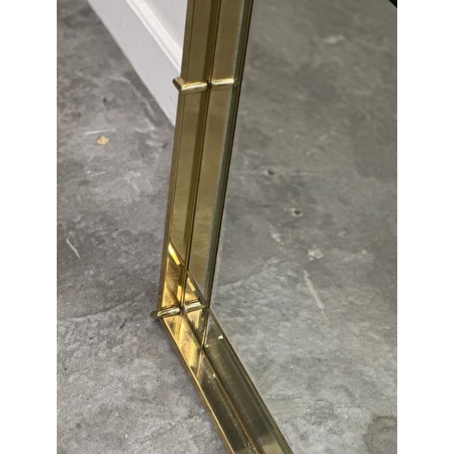 Vintage Brass Arched Cathedral Bevelled Glass Wall Mirror, 1970s For Sale - Image 6 of 9
