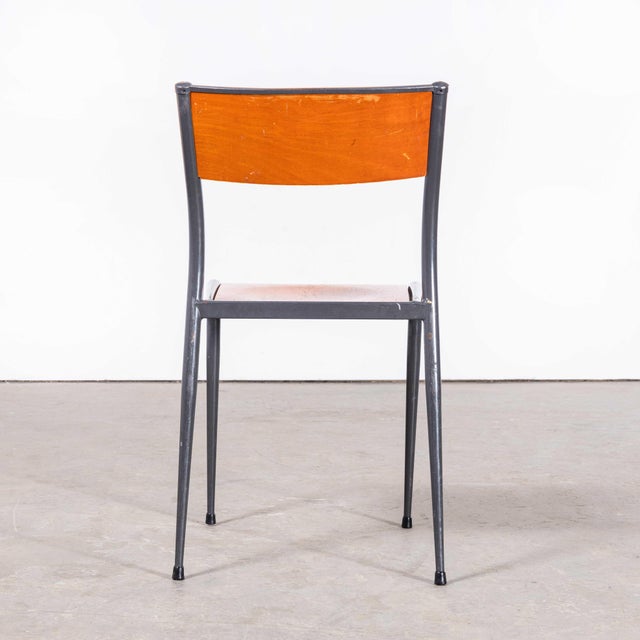 Gray French Light Grey Tapered Leg Dining Chairs from Mullca, 1950s, Set of 4 For Sale - Image 8 of 18