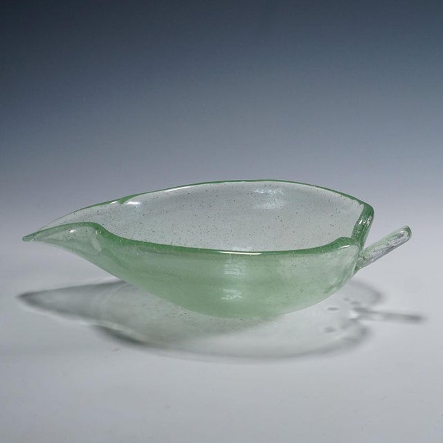 Rare Art Glass bowl by Tyra Lundgren for Venini, Murano 1937 A rare art glass bowl made of light green glass decorated...