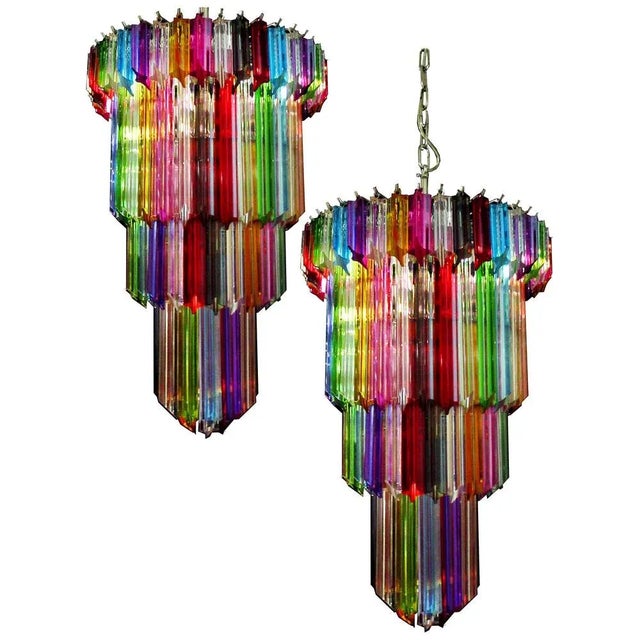Italian Multicolored Quadriedri Chandeliers, Murano, Set of 2 For Sale - Image 18 of 18