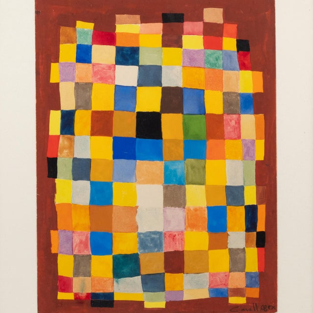 Marc Cavell, Composition, 1968, Gouache, Framed, in Flawless conditions. Designed 1960 to 1969 This piece has an...