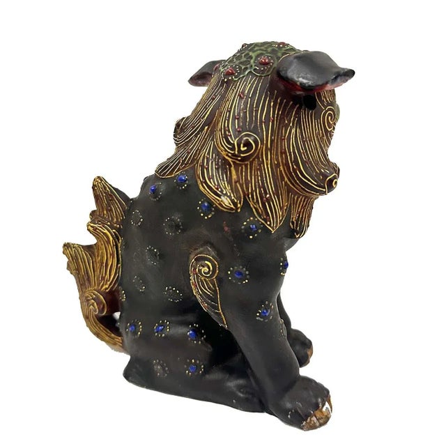 Japanese Vintage Japanese Satsuma Colorful Foo Dog Statue For Sale - Image 3 of 8