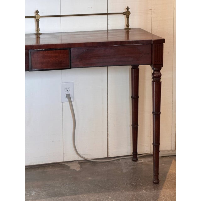 Brown English Regency Mahogany Server With Brass Gallery For Sale - Image 8 of 13