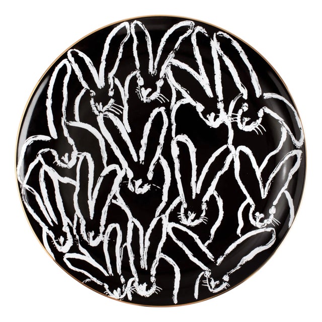 Jubilee Round Serving Platter With Hand-Painted Gold Rim For Sale