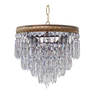 Italian Brass Upside Down Layered Cake Chandelier For Sale