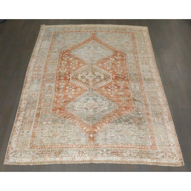 Early 20th Century Apricot Tribal Persian Shiraz Rug - 6'11" x 9'9" For Sale - Image 10 of 10