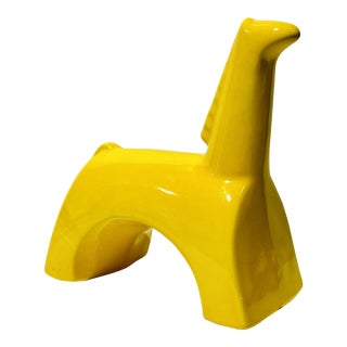 Mid Century Modern Yellow Ceramic Pottery Horse Sculpture by Jaru - Boho Chic Art Deco For Sale