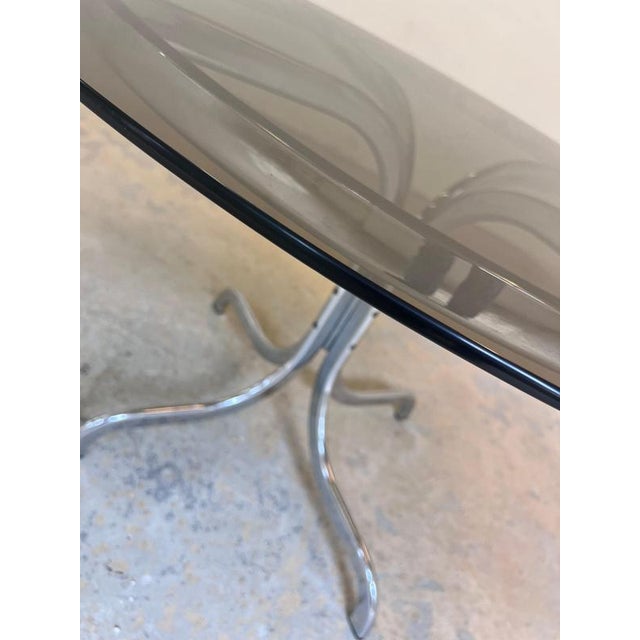 Round Dining Table in Tinted Glass and Chrome For Sale - Image 6 of 11