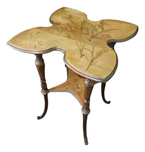 Stunning Emile Galle Quatrefoil 2 Tier Marquetry Art Nouveau Lamp Table