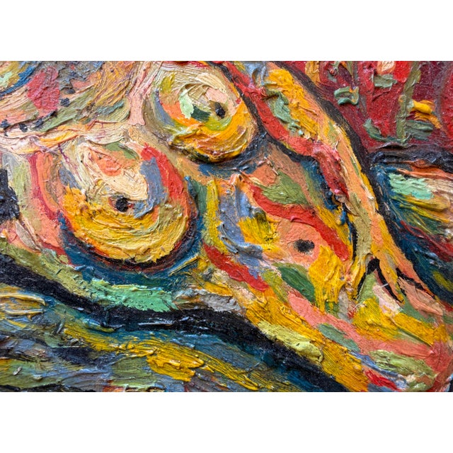 French Mid 20th Century French Reclining Nude - Oil on Wood Panel - Ecole De Paris For Sale - Image 3 of 10