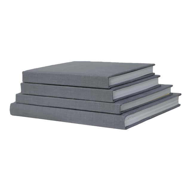 Decorative Books - Slate Coffee Table Stack - 4 Grey Books For Sale