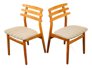 Mid Century Danish Modern Dining Chairs Pair Poul Volther Ladder Back Beech Two