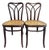 Pair Pre-1920 Thonet Bentwood and Cane Dining Chairs With Loop Shaped Leg Braces For Sale