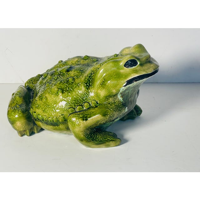 French Vintage French Majolica Frog Sculpture 18” For Sale - Image 3 of 7