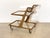 60s bar trolley, beech wood, copper and brass holder, glass top