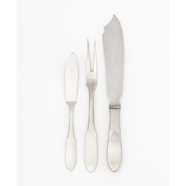 Mid 20th Century Mid 20th Century Georg Jensen "Mitra" Stainless Steel Flatware, 82 For Sale - Image 5 of 11