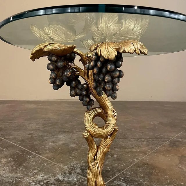 Wood Mid-Century Carved Giltwood and Glass Lamp Table For Sale - Image 7 of 13