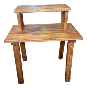 1960s Cowboy Ranch Style Two Tiered Splayed Leg Oak Stand Table