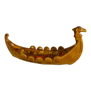 1960s Ceramic Art Pottery Viking Ship Ashtray Dish