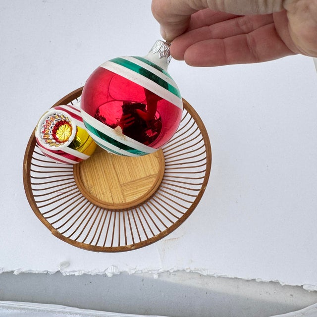 1990s Kurt Adler Style Colorful Reflector Striped Ornaments- Set of Three For Sale - Image 4 of 9