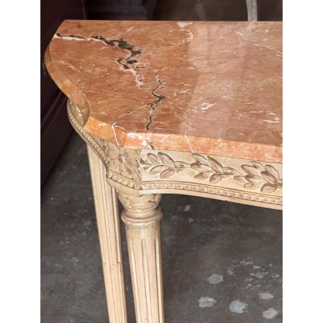 Mid 20th Century Italian Louis XVI Style Console With Rouge Marble Top For Sale - Image 10 of 13