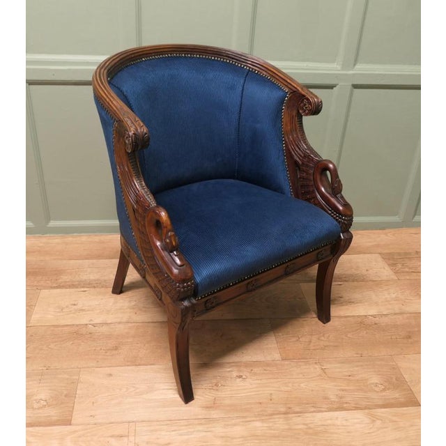2000 - 2009 Victorian Upholstered Tub Chairs with Swans, Set of 2 For Sale - Image 5 of 9