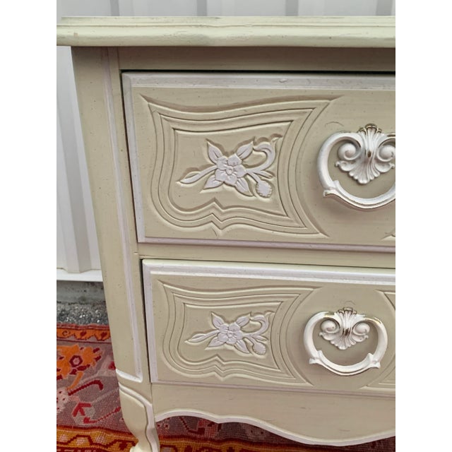 Off-white Italian Floral Embossed Commode Nightstands- a Pair For Sale - Image 8 of 13
