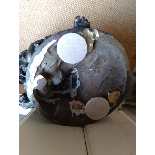 Antique Quality Patinated Solid Bronze Sculpture Statue Figures of Children the Secret Signed Auguste Moreau For Sale - Image 13 of 15