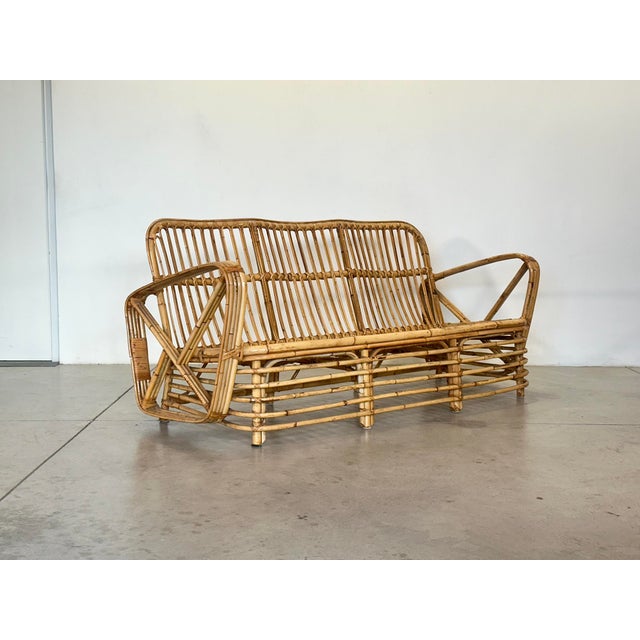 Mid-Century Modern Rattan and Bamboo Sofa, 1970s For Sale - Image 3 of 10