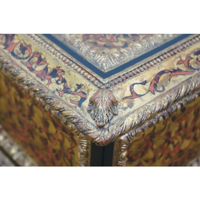 Late 20th Century French Napoleon Style Faux Boulle Jewelry Keepsake Box Chest Casket 15" For Sale - Image 10 of 16