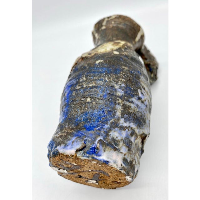 Ceramic Vintage Brutalist Studio Art Pottery Pitcher Vase, Signed MCM Handmade Ceramic Vessel For Sale - Image 7 of 9