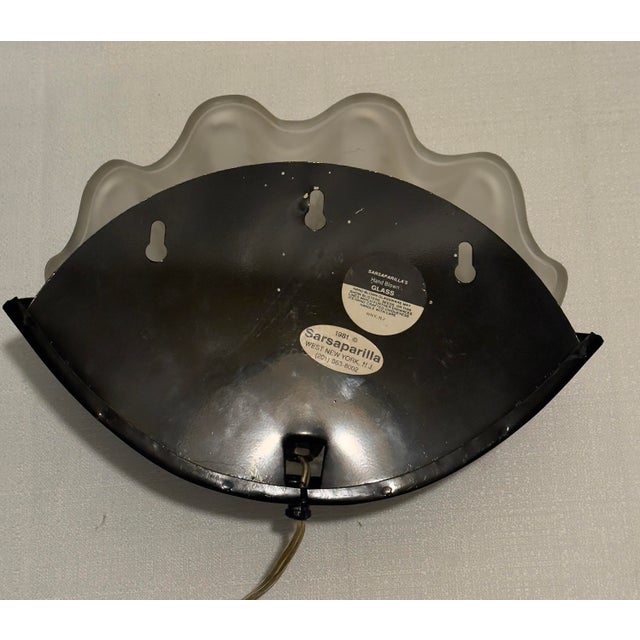 1980s Frosted Glass Clamshell Sconce by Turtle and Crane - René Lalique Art Deco Homage For Sale - Image 9 of 11